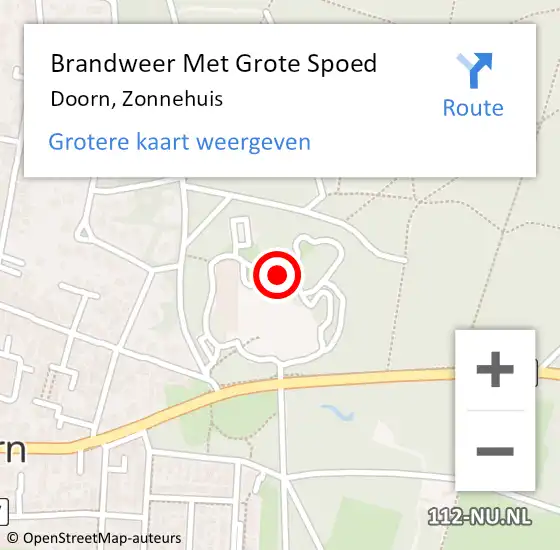 Locatie op kaart van de 112 melding: Brandweer Met Grote Spoed Naar Doorn, Zonnehuis op 17 augustus 2022 20:58