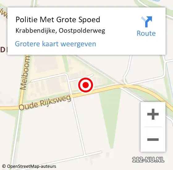 Locatie op kaart van de 112 melding: Politie Met Grote Spoed Naar Krabbendijke, Oostpolderweg op 17 augustus 2022 21:04