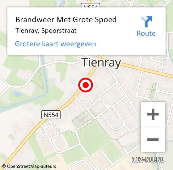 Locatie op kaart van de 112 melding: Brandweer Met Grote Spoed Naar Tienray, Spoorstraat op 17 augustus 2022 21:23