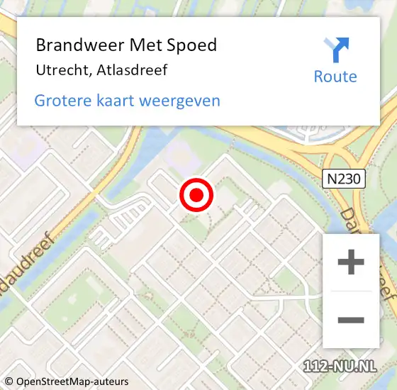 Locatie op kaart van de 112 melding: Brandweer Met Spoed Naar Utrecht, Atlasdreef op 17 augustus 2022 21:36