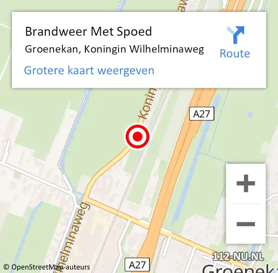 Locatie op kaart van de 112 melding: Brandweer Met Spoed Naar Groenekan, Koningin Wilhelminaweg op 17 augustus 2022 21:38