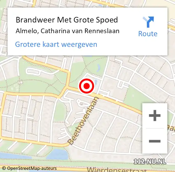 Locatie op kaart van de 112 melding: Brandweer Met Grote Spoed Naar Almelo, Catharina van Renneslaan op 17 augustus 2022 22:09