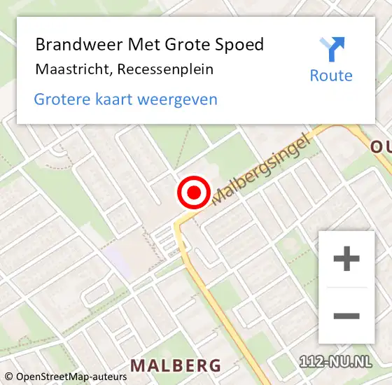 Locatie op kaart van de 112 melding: Brandweer Met Grote Spoed Naar Maastricht, Recessenplein op 17 augustus 2022 22:36