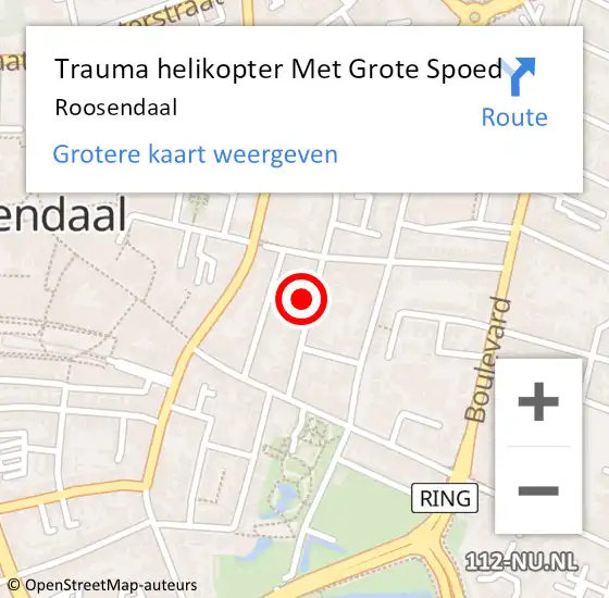 Locatie op kaart van de 112 melding: Trauma helikopter Met Grote Spoed Naar Roosendaal op 17 augustus 2022 23:10