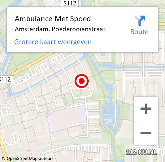 Locatie op kaart van de 112 melding: Ambulance Met Spoed Naar Amsterdam-Zuidoost, Poederooienstraat op 17 augustus 2022 23:19