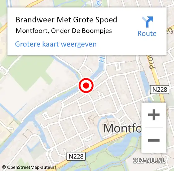 Locatie op kaart van de 112 melding: Brandweer Met Grote Spoed Naar Montfoort, Onder De Boompjes op 26 juli 2014 18:52