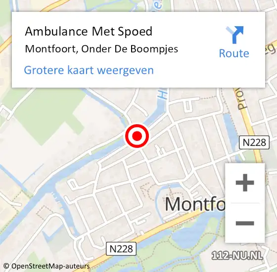 Locatie op kaart van de 112 melding: Ambulance Met Spoed Naar Montfoort, Onder De Boompjes op 26 juli 2014 18:54