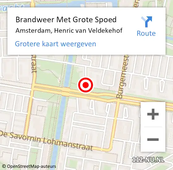 Locatie op kaart van de 112 melding: Brandweer Met Grote Spoed Naar Amsterdam, Henric van Veldekehof op 18 augustus 2022 00:35