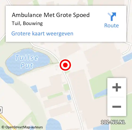 Locatie op kaart van de 112 melding: Ambulance Met Grote Spoed Naar Tuil, Bouwing op 18 augustus 2022 00:39