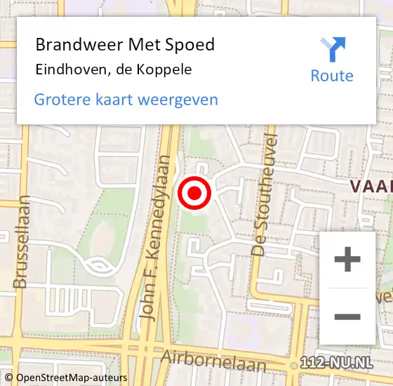 Locatie op kaart van de 112 melding: Brandweer Met Spoed Naar Eindhoven, de Koppele op 18 augustus 2022 01:03