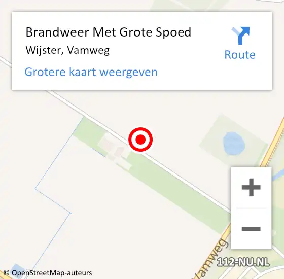 Locatie op kaart van de 112 melding: Brandweer Met Grote Spoed Naar Wijster, Vamweg op 18 augustus 2022 01:44