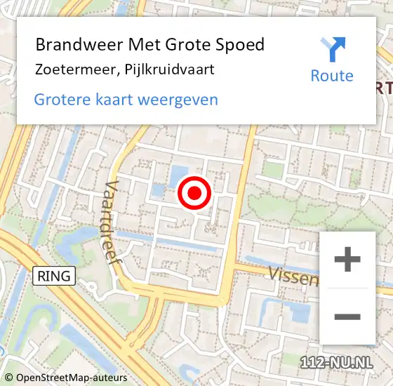 Locatie op kaart van de 112 melding: Brandweer Met Grote Spoed Naar Zoetermeer, Pijlkruidvaart op 18 augustus 2022 02:05