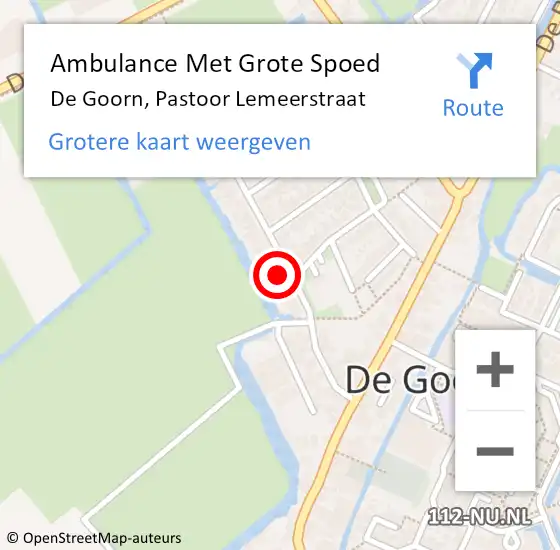 Locatie op kaart van de 112 melding: Ambulance Met Grote Spoed Naar De Goorn, Pastoor Lemeerstraat op 18 augustus 2022 02:20