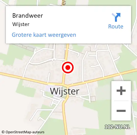 Locatie op kaart van de 112 melding: Brandweer Wijster op 18 augustus 2022 02:39