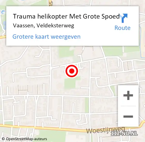 Locatie op kaart van de 112 melding: Trauma helikopter Met Grote Spoed Naar Vaassen, Veldeksterweg op 18 augustus 2022 02:47