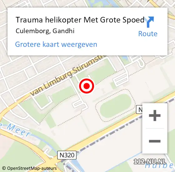 Locatie op kaart van de 112 melding: Trauma helikopter Met Grote Spoed Naar Culemborg, Gandhi op 18 augustus 2022 03:49