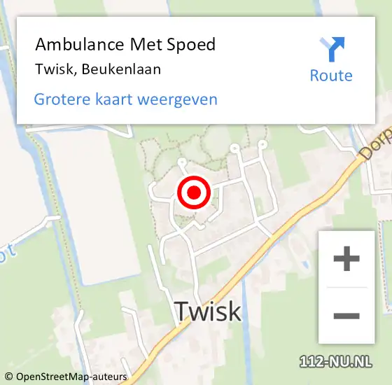 Locatie op kaart van de 112 melding: Ambulance Met Spoed Naar Twisk, Beukenlaan op 18 augustus 2022 04:03