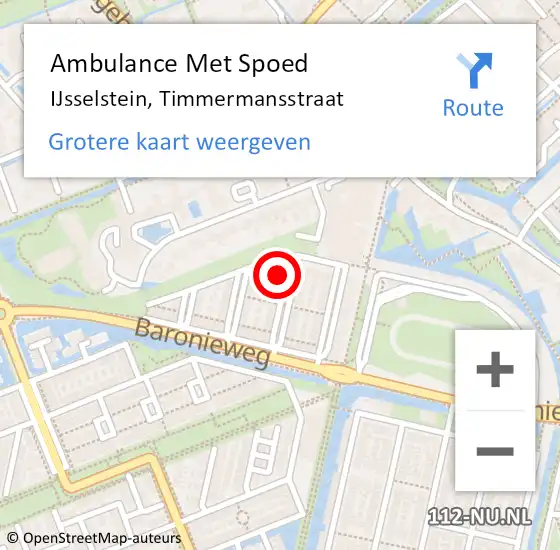 Locatie op kaart van de 112 melding: Ambulance Met Spoed Naar IJsselstein, Timmermansstraat op 26 juli 2014 19:04