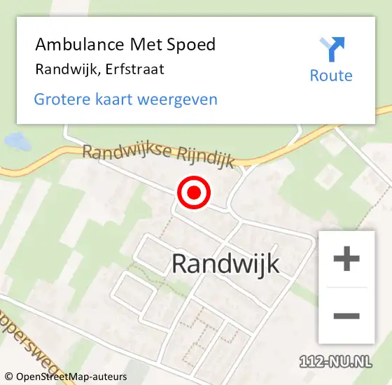 Locatie op kaart van de 112 melding: Ambulance Met Spoed Naar Randwijk, Erfstraat op 18 augustus 2022 05:01