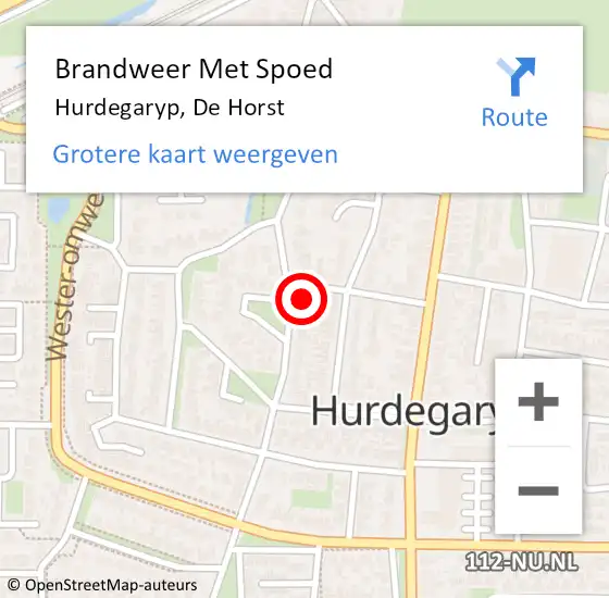 Locatie op kaart van de 112 melding: Brandweer Met Spoed Naar Hurdegaryp, De Horst op 18 augustus 2022 07:01