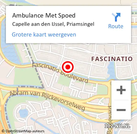 Locatie op kaart van de 112 melding: Ambulance Met Spoed Naar Capelle aan den IJssel, Priamsingel op 18 augustus 2022 07:08