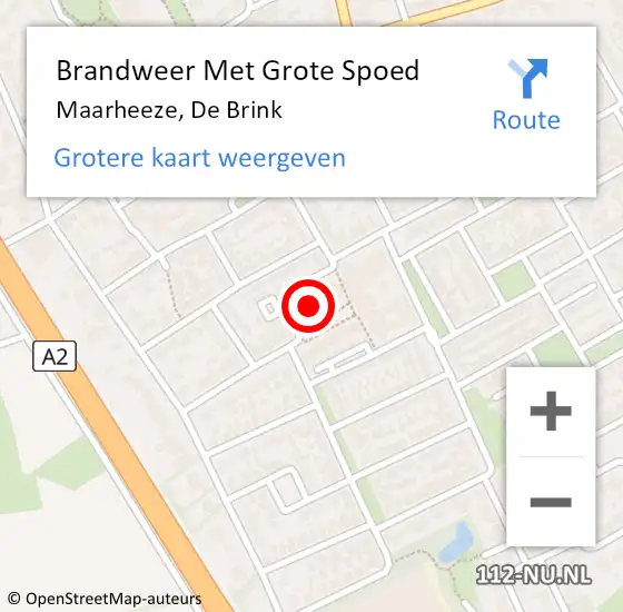 Locatie op kaart van de 112 melding: Brandweer Met Grote Spoed Naar Maarheeze, De Brink op 18 augustus 2022 08:22