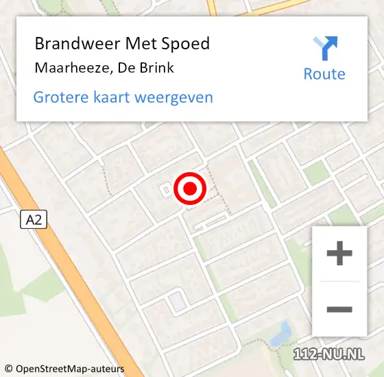 Locatie op kaart van de 112 melding: Brandweer Met Spoed Naar Maarheeze, De Brink op 18 augustus 2022 08:23