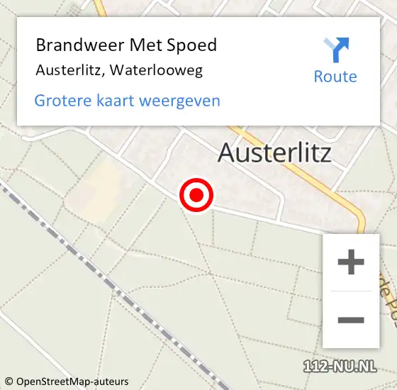Locatie op kaart van de 112 melding: Brandweer Met Spoed Naar Austerlitz, Waterlooweg op 18 augustus 2022 08:40