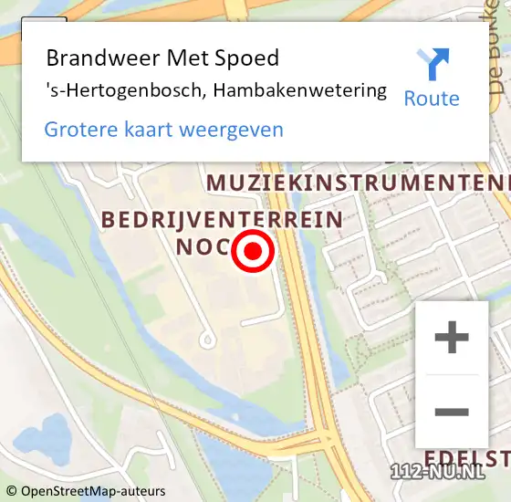 Locatie op kaart van de 112 melding: Brandweer Met Spoed Naar 's-Hertogenbosch, Hambakenwetering op 18 augustus 2022 08:48