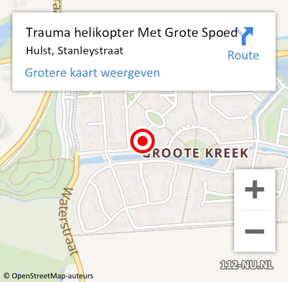 Locatie op kaart van de 112 melding: Trauma helikopter Met Grote Spoed Naar Hulst, Stanleystraat op 18 augustus 2022 09:06