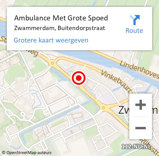 Locatie op kaart van de 112 melding: Ambulance Met Grote Spoed Naar Zwammerdam, Buitendorpstraat op 18 augustus 2022 09:09