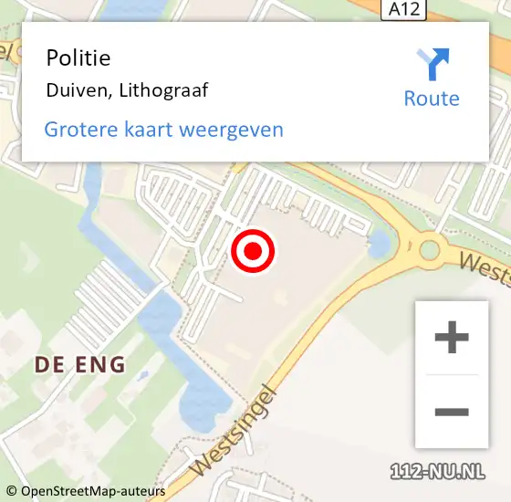 Locatie op kaart van de 112 melding: Politie Duiven, Lithograaf op 18 augustus 2022 09:13