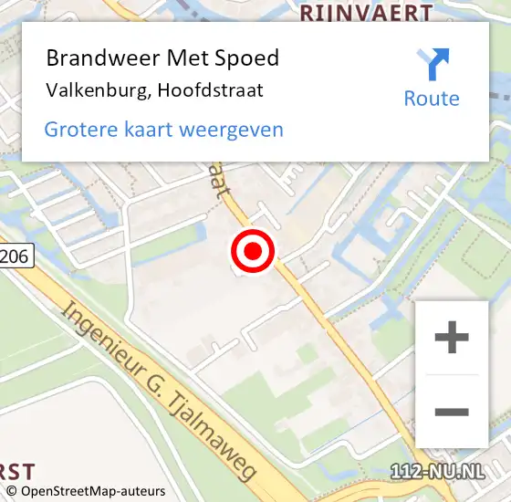 Locatie op kaart van de 112 melding: Brandweer Met Spoed Naar Valkenburg, Hoofdstraat op 18 augustus 2022 09:36