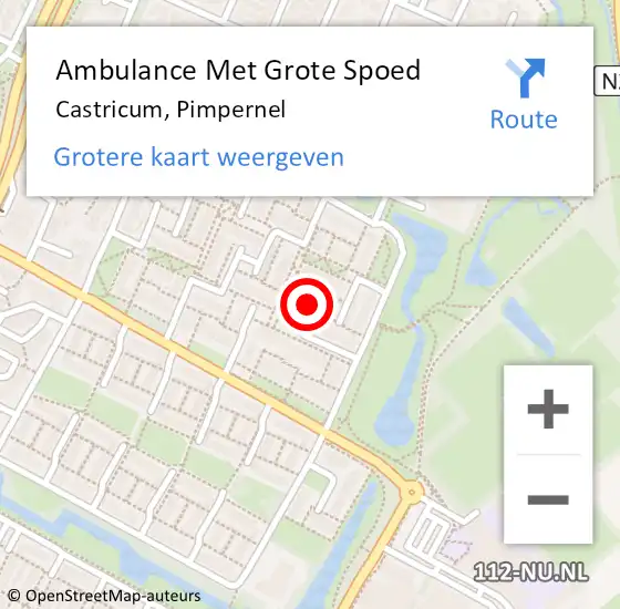 Locatie op kaart van de 112 melding: Ambulance Met Grote Spoed Naar Castricum, Pimpernel op 18 augustus 2022 10:04