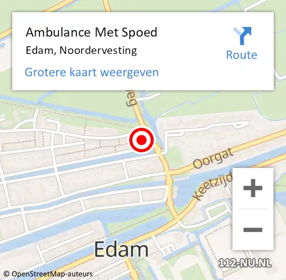 Locatie op kaart van de 112 melding: Ambulance Met Spoed Naar Edam, Noordervesting op 18 augustus 2022 10:37