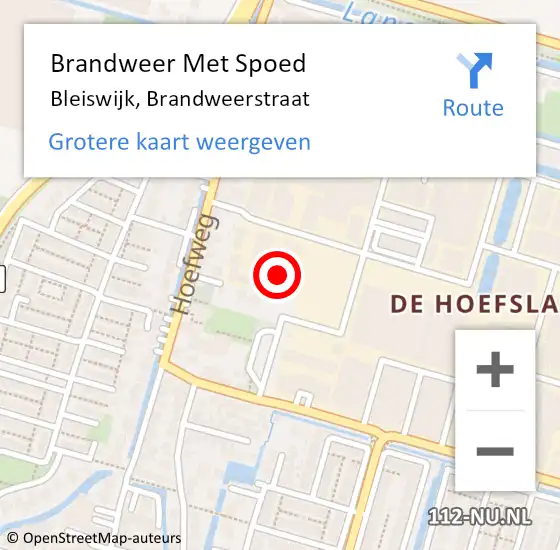 Locatie op kaart van de 112 melding: Brandweer Met Spoed Naar Bleiswijk, Brandweerstraat op 18 augustus 2022 11:02