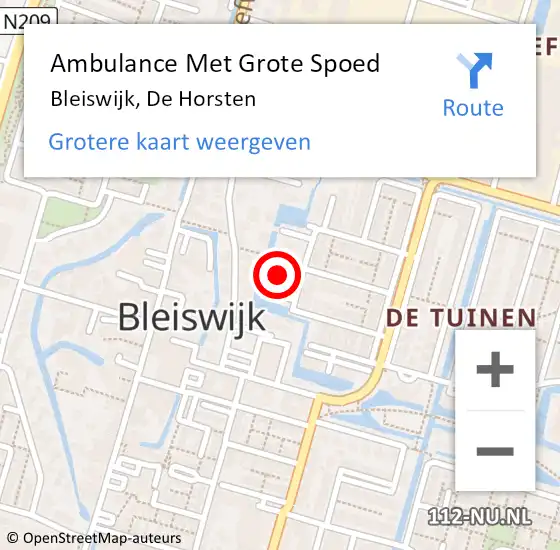 Locatie op kaart van de 112 melding: Ambulance Met Grote Spoed Naar Bleiswijk, De Horsten op 18 augustus 2022 11:18