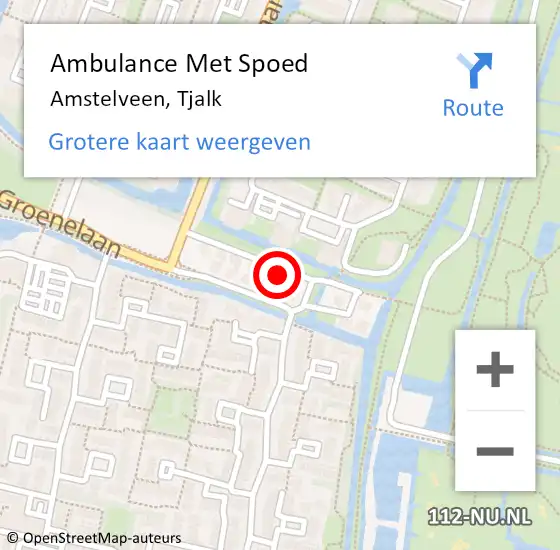 Locatie op kaart van de 112 melding: Ambulance Met Spoed Naar Amstelveen, Tjalk op 18 augustus 2022 11:41