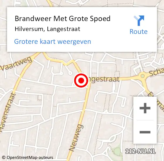 Locatie op kaart van de 112 melding: Brandweer Met Grote Spoed Naar Hilversum, Langestraat op 18 augustus 2022 11:58