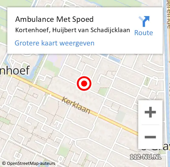 Locatie op kaart van de 112 melding: Ambulance Met Spoed Naar Kortenhoef, Huijbert van Schadijcklaan op 26 juli 2014 19:45