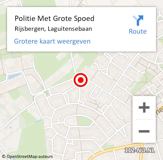 Locatie op kaart van de 112 melding: Politie Met Grote Spoed Naar Rijsbergen, Laguitensebaan op 18 augustus 2022 12:22