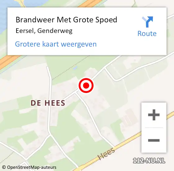 Locatie op kaart van de 112 melding: Brandweer Met Grote Spoed Naar Eersel, Genderweg op 18 augustus 2022 12:26