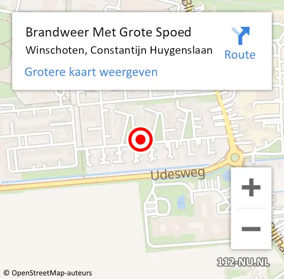 Locatie op kaart van de 112 melding: Brandweer Met Grote Spoed Naar Winschoten, Constantijn Huygenslaan op 18 augustus 2022 12:36