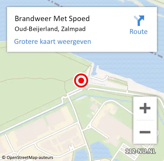 Locatie op kaart van de 112 melding: Brandweer Met Spoed Naar Oud-Beijerland, Zalmpad op 18 augustus 2022 12:40