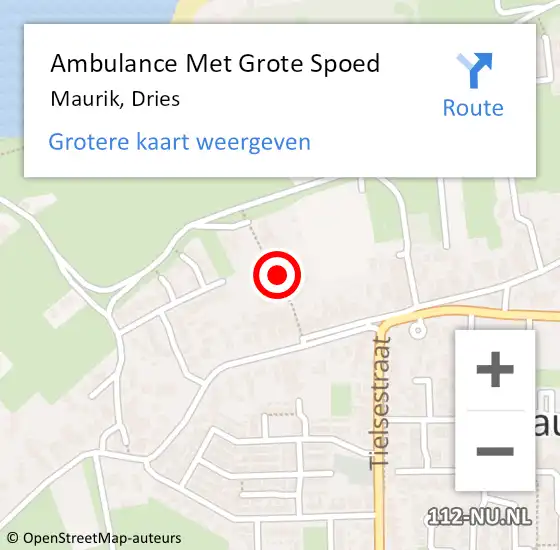 Locatie op kaart van de 112 melding: Ambulance Met Grote Spoed Naar Maurik, Dries op 18 augustus 2022 12:41