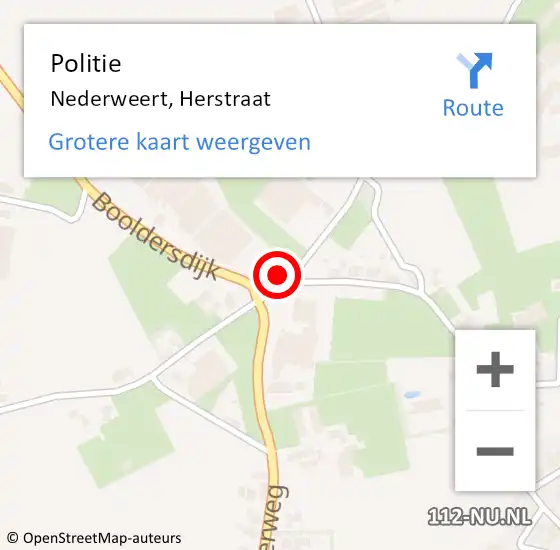 Locatie op kaart van de 112 melding: Politie Nederweert, Herstraat op 18 augustus 2022 12:41