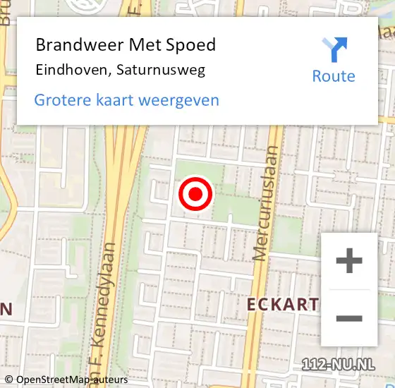 Locatie op kaart van de 112 melding: Brandweer Met Spoed Naar Eindhoven, Saturnusweg op 18 augustus 2022 12:46