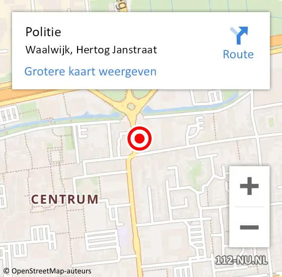 Locatie op kaart van de 112 melding: Politie Waalwijk, Hertog Janstraat op 18 augustus 2022 12:48