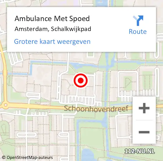 Locatie op kaart van de 112 melding: Ambulance Met Spoed Naar Amsterdam-Zuidoost, Schalkwijkpad op 18 augustus 2022 12:58