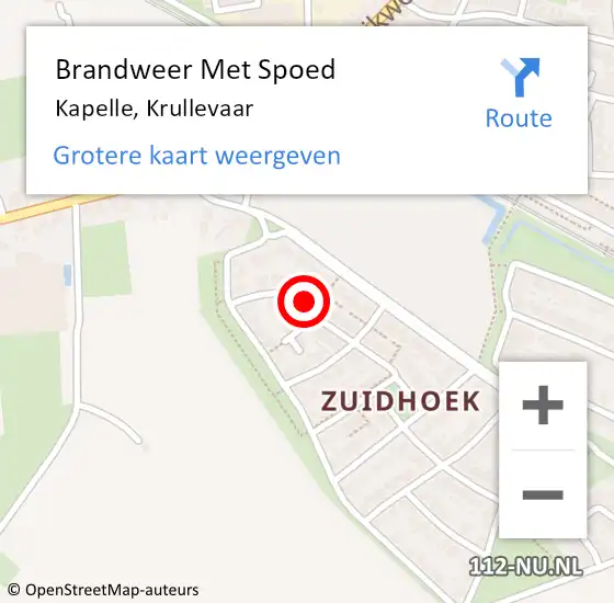 Locatie op kaart van de 112 melding: Brandweer Met Spoed Naar Kapelle, Krullevaar op 18 augustus 2022 14:02